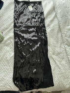 H&M Black and Silver Sequin Maxi Skirt